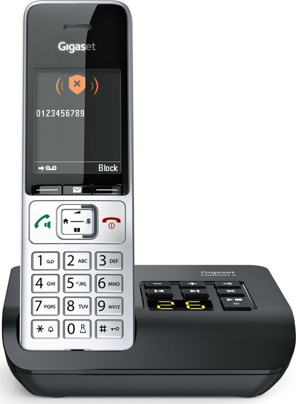 Gigaset COMFORT 500A Αναλογικό Τηλέφωνο DECT, 2.2" Οθόνη, Τηλεφωνικός Κατάλογος 200 Επαφών, Ασημί/Μαύρο