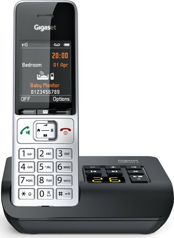 Gigaset COMFORT 500A Αναλογικό Τηλέφωνο DECT, 2.2" Οθόνη, Τηλεφωνικός Κατάλογος 200 Επαφών, Ασημί/Μαύρο