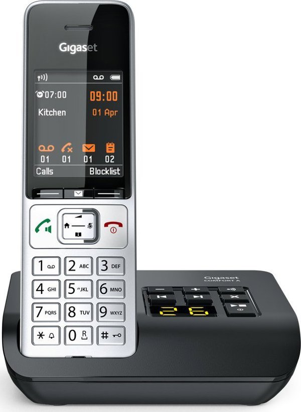 Gigaset COMFORT 500A Αναλογικό Τηλέφωνο DECT, 2.2" Οθόνη, Τηλεφωνικός Κατάλογος 200 Επαφών, Ασημί/Μαύρο