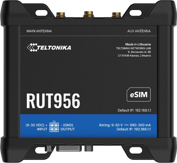 TELTONIKA NETWORKS�RUT956�DUAL SIM 4G/LTE/3G/2G RS232 RS584 WiFi Router eSIM Version