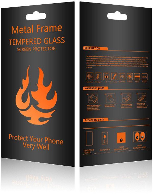 Tempered glass metal frame for iPhone 14 Pro Max 6,7" black frame 5900495756299