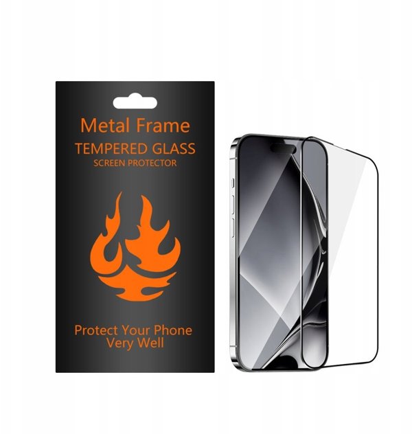 Tempered glass metal frame for Samsung Galaxy A15 4G / A15 5G black frame 5906961939876