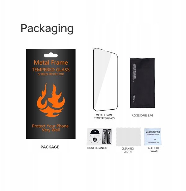 Tempered glass metal frame for iPhone 12 Pro Max 6.7" black frame 5900495756237