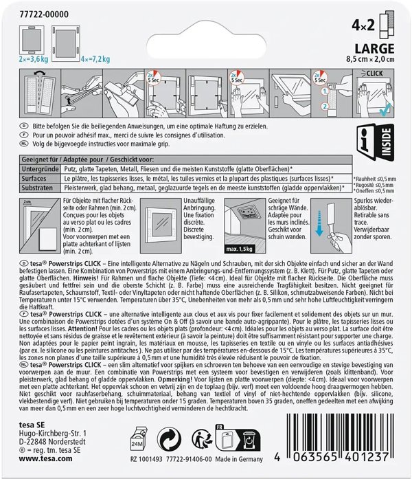 Tesa Powerstrips Click L - Βάση Τοποθέτησης για Σύστημα Click