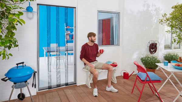 Tesa Standard Αντικουνουπική Σήτα Πόρτας με Λαμέλες 2.20x0.95m Μαύρη
