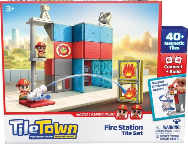 Bruder Tile Town Πυροσβεστικός Σταθμός – Σετ Παιχνιδιού με Φιγούρες