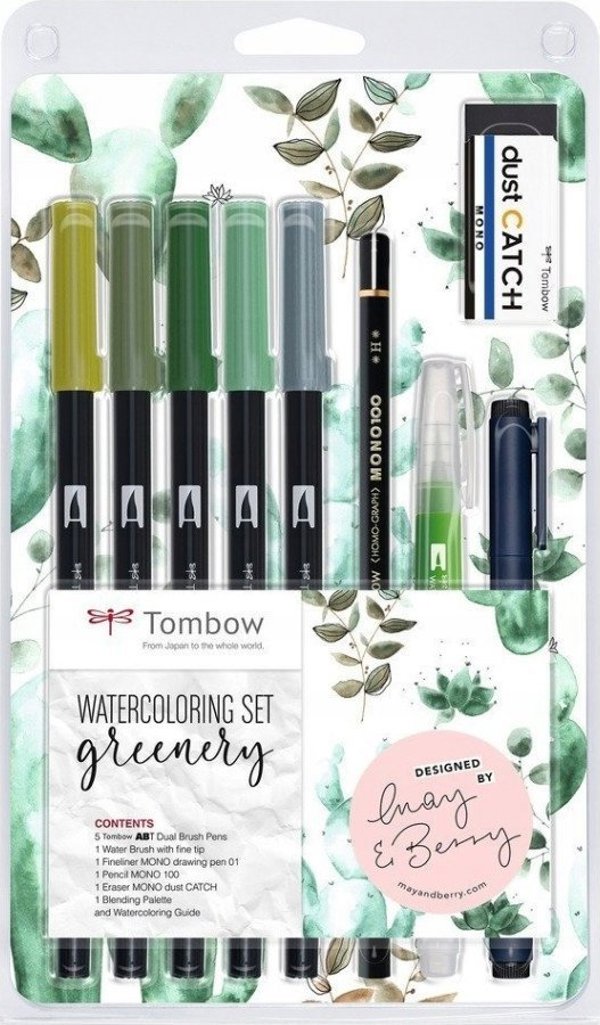 Tombow Σετ Ακουαρέλας Greenery 10 Τεμαχίων - Σετ Ζωγραφικής με Μαρκαδόρους
