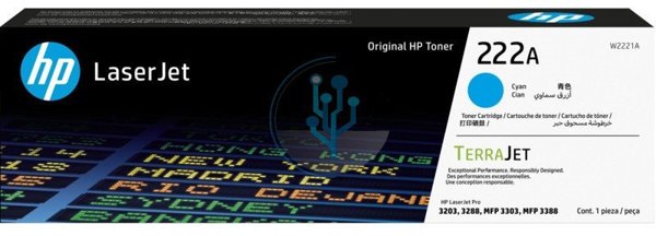 Toner HP 222A - Cyan - original - LaserJet - Toner (W2221A) do Color LaserJet Pro MFP 3302fdn