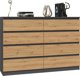 Topeshop Συρταριέρα Malwa M8 8 Συρταριών 140cm, Ανθρακί / Δρυς Artisan, 138x40x97cm
