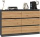 Topeshop Συρταριέρα Malwa M6 120cm με 6 Συρτάρια, Ανθρακί / Δρυς Artisan