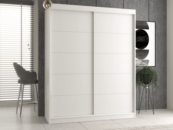 Ντουλάπα Συρόμενη Topeshop Iga 160cm με Καθρέπτη και Διακοσμητικά Στοιχεία, Λευκό Χρώμα
