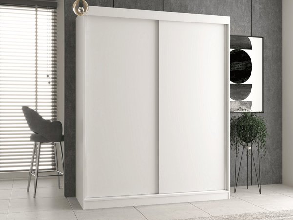 Topeshop Συρόμενη Ντουλάπα IGA 160cm με Ράφια, Λευκό Χρώμα