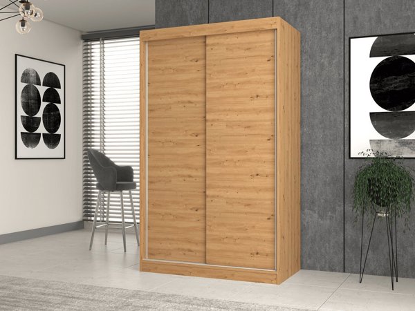Topeshop IGA Συρόμενη Ντουλάπα 120cm με Ράφια, Δρυς Artisan