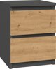 Topeshop MALWA M2 Κομοδίνο με 2 Συρτάρια, Ανθρακί / Artisan Oak