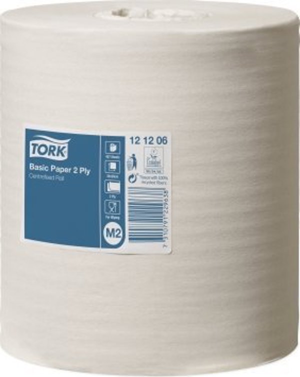 Tork Χαρτί Καθαρισμού M2, 2-Στρώσεων, Λευκό, Ρολό με Κεντρική Δοσολογία, Universal