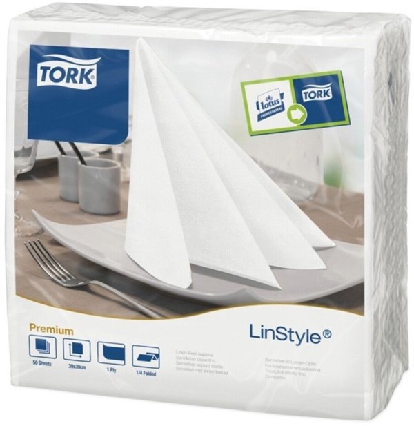 Tork LinStyle - Serwetki obiadowe, premium - Biale