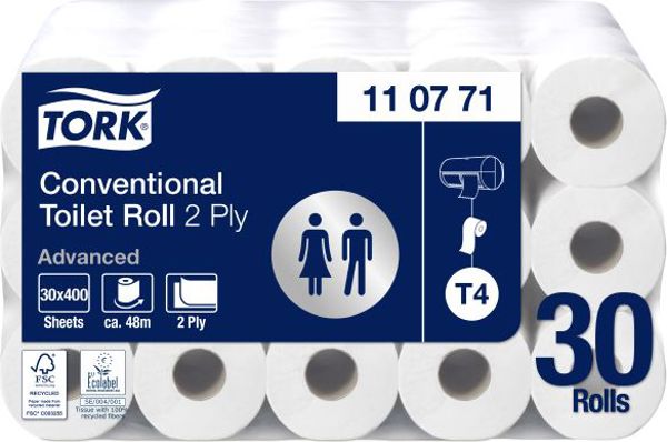 Tork Χαρτί Υγείας Advanced 110771, 2-Στρώσεων, Συμβατικό Ρολό 48m, 30 Τεμάχια