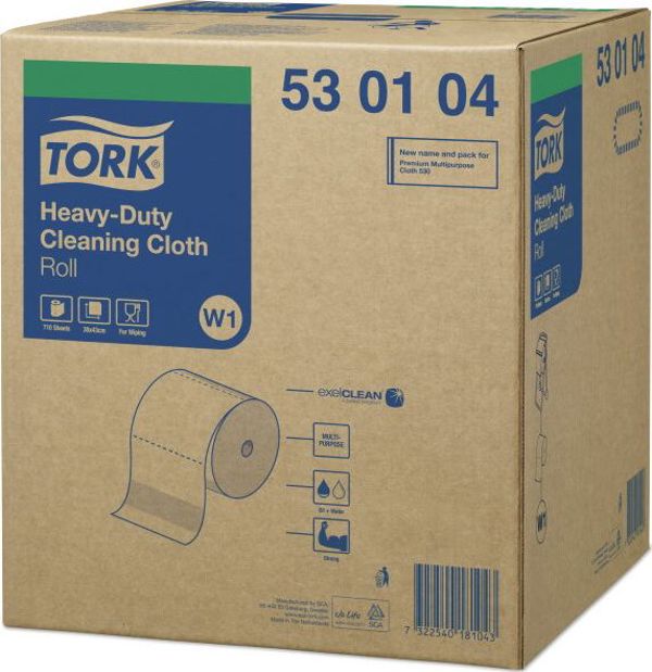Tork Πολυχρηστικό Υφασμάτινο Καθαριστικό W1, 1-Στρώσης, για Δύσκολες Βρωμιές, Λευκό