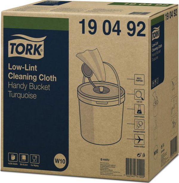 Tork 190492 Υφασμάτινο Πανί Βιομηχανικού Καθαρισμού Premium, Χαμηλής Χνούδιασης, Σιελ, 60m, 4 Τεμάχια