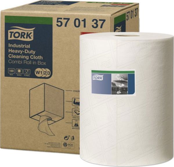 Tork Χαρτοπετσέτα Καθαρισμού Βαρέως Τύπου Premium, 1-Ply, Λευκό, 1 Τεμάχιο