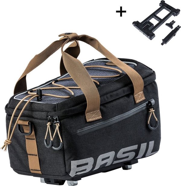 Τσάντα για σχάρα BASIL MILES TRUNK BAG, MIK με αντάπτορα για στερέωση, 7L, Αδιάβροχη, Μαύρο Slate (NEW 2025)