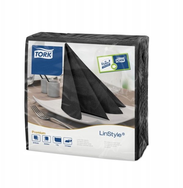Tork LinStyle Πετσέτες Φαγητού Premium, Μαύρες, 50τμχ