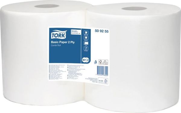 Tork 509255 Ρολό Καθαρισμού Κυτταρίνης, 2 Στρώσεων, Λευκό, 184m