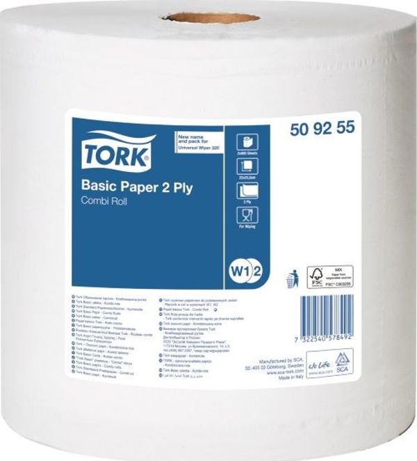 Tork 509255 Ρολό Καθαρισμού Κυτταρίνης, 2 Στρώσεων, Λευκό, 184m