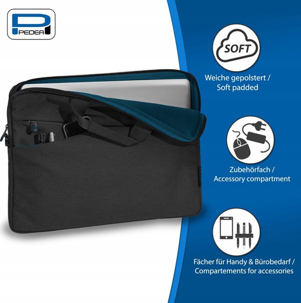 Torba Pedea Torba na notebook Pedea Fashion 13, 3 / 15, 6 / 17, 3 cala (17, 3 cala, czarny / niebieski)