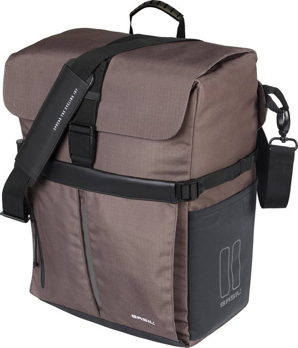Basil Move Commuter Τσάντα Ποδηλάτου, 15L, MIK Hooks, Αδιάβροχη, Καφέ