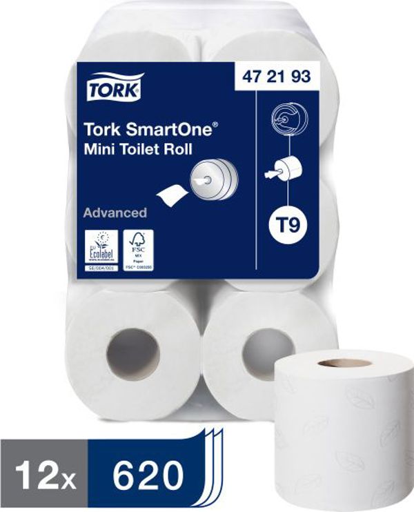 Tork SmartOne Χαρτί Υγείας Mini, 2-Φύλλο, 111.6m, 620 Φύλλα, Λευκό (Κωδ. 472193)