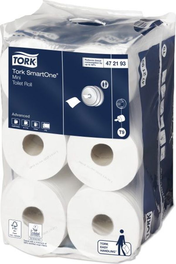 Tork SmartOne Χαρτί Υγείας Mini, 2-Φύλλο, 111.6m, 620 Φύλλα, Λευκό (Κωδ. 472193)