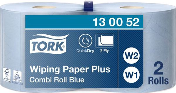 Tork Χαρτί Καθαρισμού 130052, 2-Στρώσεων, Premium, Μπλε, 262x235mm