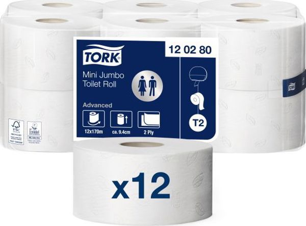 Tork Χαρτί Υγείας Mini Jumbo Advanced, Λευκό, 1 Ρολό