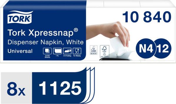 Tork Xpressnap Λευκές Χαρτοπετσέτες Διανομής, 1-Ply, Οικονομικές, 1000 Τεμάχια