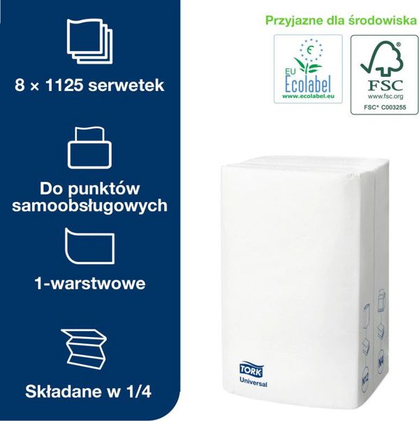 Tork Xpressnap Λευκές Χαρτοπετσέτες Διανομής, 1-Ply, Οικονομικές, 1000 Τεμάχια