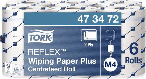 Tork Reflex Χαρτί Καθαρισμού M4, 2-Στρώσεων, Ρολό Μεσαίας Αντοχής, Λευκό