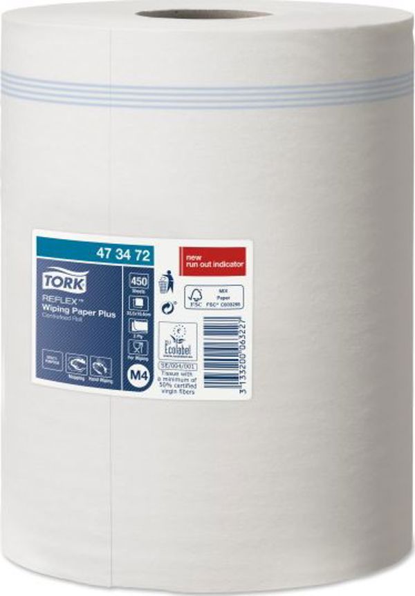 Tork Reflex Χαρτί Καθαρισμού M4, 2-Στρώσεων, Ρολό Μεσαίας Αντοχής, Λευκό