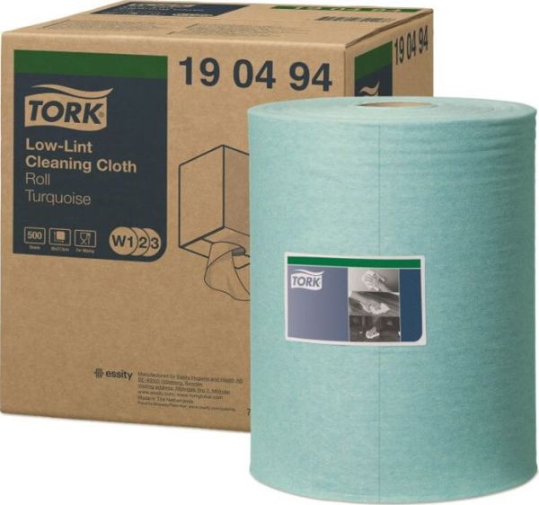 Tork Πανί Καθαρισμού Μη Υφασμένο Χαμηλής Χνουδότητας, Βιομηχανικό, Τυρκουάζ