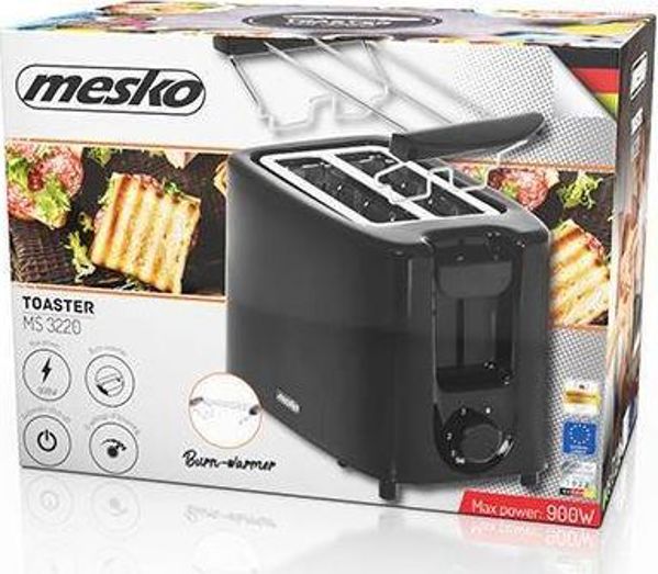 Φρυγανιέρα Mesko MS 3220 900W για 2 Φέτες Ψωμί με Ρυθμιζόμενο Επίπεδο Ψησίματος και Δίσκο για Ψίχουλα