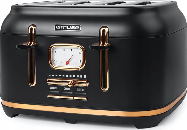 Φρυγανιέρα Muse MS-131BC, 1800W, 4 Θέσεων, Inox/Μαύρη