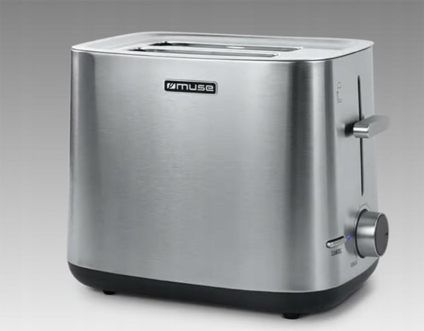 Φρυγανιέρα Muse MS-115BS 2 Θέσεων, Inox/Μαύρο