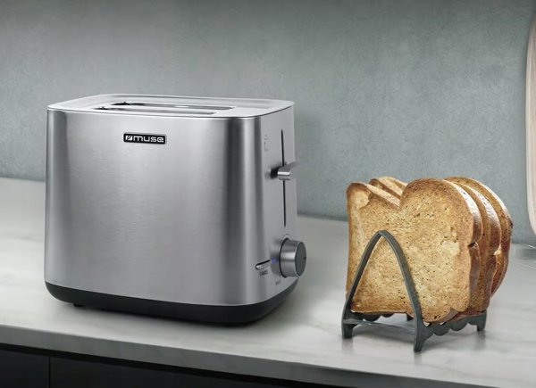 Φρυγανιέρα Muse MS-115BS 2 Θέσεων, Inox/Μαύρο