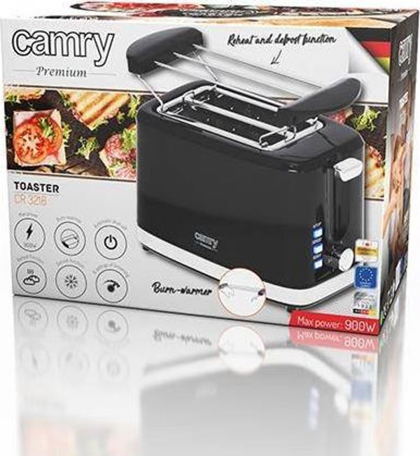Φρυγανιέρα Camry CR 3218, 900W, 2 Θέσεων, με Ρύθμιση Ισχύος και Δίσκο για Ψίχουλα