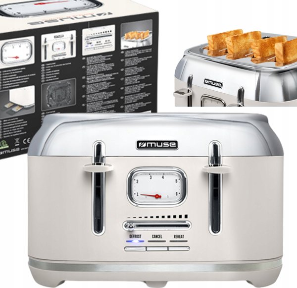 Φρυγανιέρα Muse MS-131SC 1800W, 4 Θέσεων, Ανοξείδωτη
