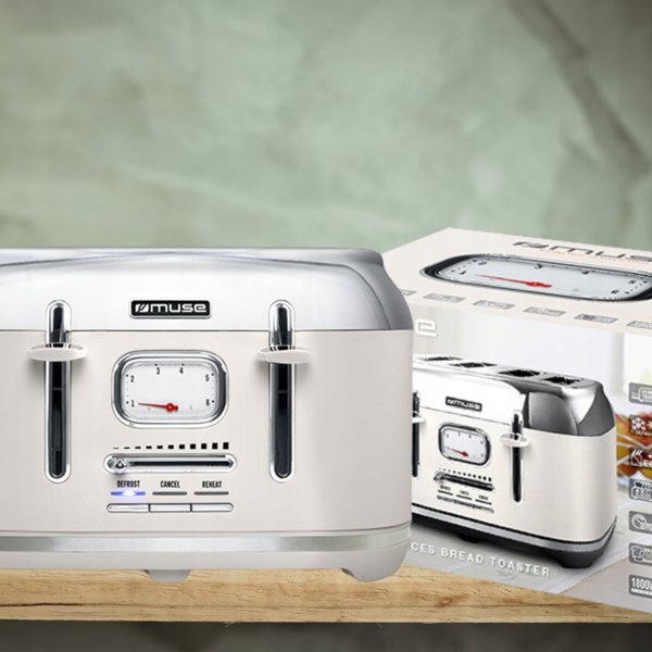Φρυγανιέρα Muse MS-131SC 1800W, 4 Θέσεων, Ανοξείδωτη