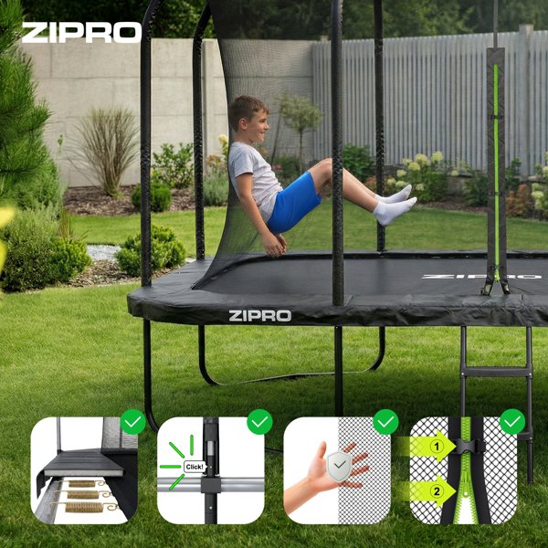 Zipro JumpPro Quadro Ορθογώνιο Τραμπολίνο Κήπου 8x14FT 427x244 cm