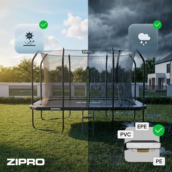 Τραμπολίνο κήπου Zipro Jump Pro Quadro με εσωτερικό δίχτυ 366 x 244 cm + στρώμα στόχου