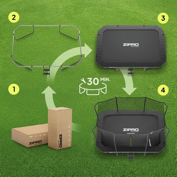 Τραμπολίνο κήπου Zipro Jump Pro Quadro με εσωτερικό δίχτυ 366 x 244 cm + στρώμα στόχου