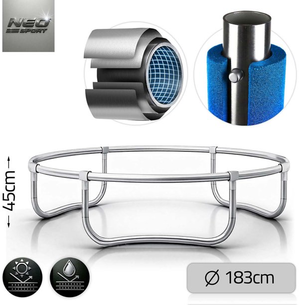 Neo-Sport Τραμπολίνο Κήπου NS-06W181 με Εσωτερικό Δίχτυ Ασφαλείας & Σκάλα, 183 cm (6 FT)